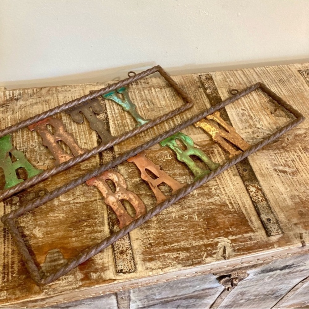 Party Barn Sign Rusty Metal Rebar Western Country Rustic Decor - Picture 10 of 16
